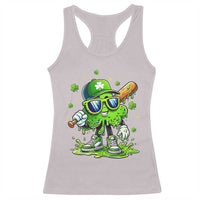 Funny St Patricks Day Clover Baseball Player Gift Racerback Tank Top