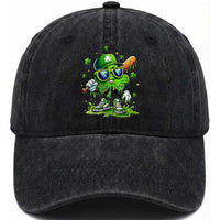 Funny St Patricks Day Clover Baseball Player Gift Washed Cotton Baseball Cap