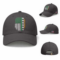 USA Flag With Shamrocks Baseball Cap St Patricks Day Gift