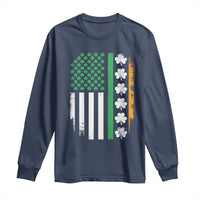 USA Flag With Shamrocks Long Sleeve Shirt St Patricks Day Gift