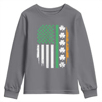 USA Flag With Shamrocks Youth Sweatshirt St Patricks Day Gift