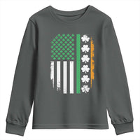 USA Flag With Shamrocks Youth Sweatshirt St Patricks Day Gift
