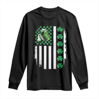 Irish Patriotic USA Flag With Shamrocks Gift Long Sleeve Shirt