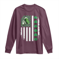Irish Patriotic USA Flag With Shamrocks Gift Long Sleeve Shirt