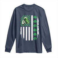 Irish Patriotic USA Flag With Shamrocks Gift Long Sleeve Shirt