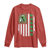 Irish Patriotic USA Flag With Shamrocks Gift Long Sleeve Shirt