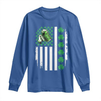 Irish Patriotic USA Flag With Shamrocks Gift Long Sleeve Shirt