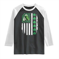 Irish Patriotic USA Flag With Shamrocks Gift Raglan Shirt