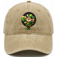Cheerful Gnome Playing Darts Washed Cotton Baseball Cap St Patricks Day Gift