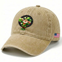 Cheerful Gnome Playing Darts Washed Cotton Baseball Cap St Patricks Day Gift