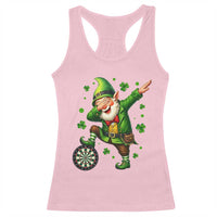 St Patricks Day Cheerful Gnome Dabbing Racerback Tank Top Darts Lover Gift