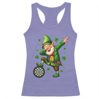 St Patricks Day Cheerful Gnome Dabbing Racerback Tank Top Darts Lover Gift