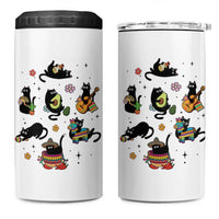 Funny Black Cat Lover Cinco De Mayo 4 in 1 Can Cooler Tumbler Mexican Fiesta Gift
