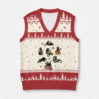 Funny Black Cat Lover Cinco De Mayo V-Neck Knit Sweater Vest Mexican Fiesta Gift
