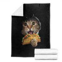 Funny Cat Eating Taco Throw Blanket Mexican Food Lover Gift
