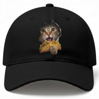 Funny Cat Eating Taco Baseball Cap Mexican Food Lover Gift