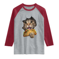 Funny Cat Eating Taco Raglan Shirt Mexican Food Lover Gift