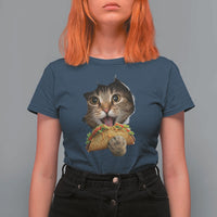Funny Cat Eating Taco T Shirt For Women Mexican Food Lover Gift