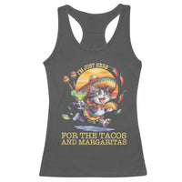 Funny Cinco De Mayo Cat Racerback Tank Top Just Here For The Tacos And Margaritas
