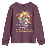 Funny Cinco De Mayo Cat Youth Sweatshirt Just Here For The Tacos And Margaritas