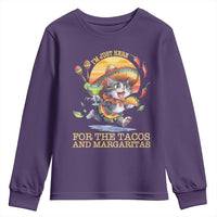 Funny Cinco De Mayo Cat Youth Sweatshirt Just Here For The Tacos And Margaritas
