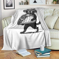 Funny Cinco De Mayo Black Cat With Taco Throw Blanket Mexican Food Gift