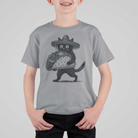 Funny Cinco De Mayo Black Cat With Taco T Shirt For Kid Mexican Food Gift