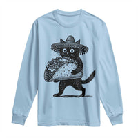 Funny Cinco De Mayo Black Cat With Taco Long Sleeve Shirt Mexican Food Gift