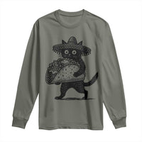Funny Cinco De Mayo Black Cat With Taco Long Sleeve Shirt Mexican Food Gift