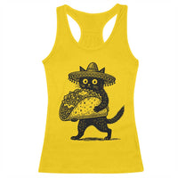 Funny Cinco De Mayo Black Cat With Taco Racerback Tank Top Mexican Food Gift