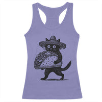 Funny Cinco De Mayo Black Cat With Taco Racerback Tank Top Mexican Food Gift