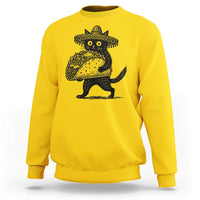 Funny Cinco De Mayo Black Cat With Taco Sweatshirt Mexican Food Gift
