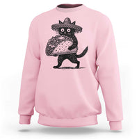 Funny Cinco De Mayo Black Cat With Taco Sweatshirt Mexican Food Gift