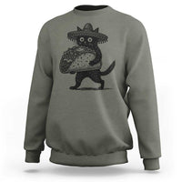 Funny Cinco De Mayo Black Cat With Taco Sweatshirt Mexican Food Gift