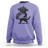 Funny Cinco De Mayo Black Cat With Taco Sweatshirt Mexican Food Gift