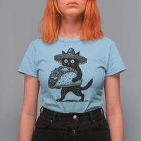 Funny Cinco De Mayo Black Cat With Taco T Shirt For Women Mexican Food Gift