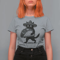 Funny Cinco De Mayo Black Cat With Taco T Shirt For Women Mexican Food Gift