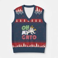 Funny Cinco De Mayo Drunk Cat V-Neck Knit Sweater Vest Oh My Gato