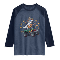 Funny Cinco De Mayo Dinosaur Monster Truck Raglan Shirt Taco Lover Gift