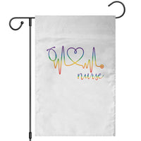 Nurse Heartbeat Rainbow Heart LGBTQ Pride Garden Flag Medical Professional Support