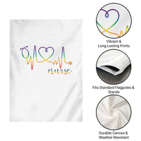 Nurse Heartbeat Rainbow Heart LGBTQ Pride Garden Flag Medical Professional Support