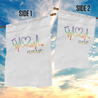 Nurse Heartbeat Rainbow Heart LGBTQ Pride Garden Flag Medical Professional Support