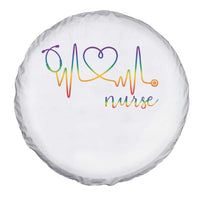 Nurse Heartbeat Rainbow Heart LGBTQ Pride Spare Tire Cover Medical Professional Support