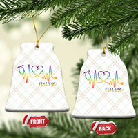 Nurse Heartbeat Rainbow Heart LGBTQ Pride Ceramic Ornament Medical Professional Support