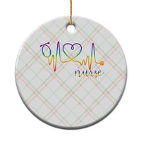 Nurse Heartbeat Rainbow Heart LGBTQ Pride Ceramic Ornament Medical Professional Support