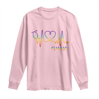 Nurse Heartbeat Rainbow Heart LGBTQ Pride Long Sleeve Shirt Medical Professional Support