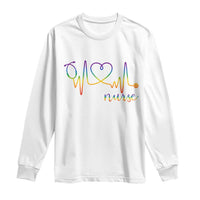 Nurse Heartbeat Rainbow Heart LGBTQ Pride Long Sleeve Shirt Medical Professional Support
