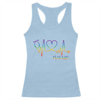 Nurse Heartbeat Rainbow Heart LGBTQ Pride Racerback Tank Top Medical Professional Support