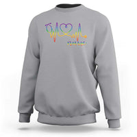 Nurse Heartbeat Rainbow Heart LGBTQ Pride Sweatshirt Medical Professional Support