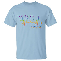 Nurse Heartbeat Rainbow Heart LGBTQ Pride T Shirt Medical Professional Support